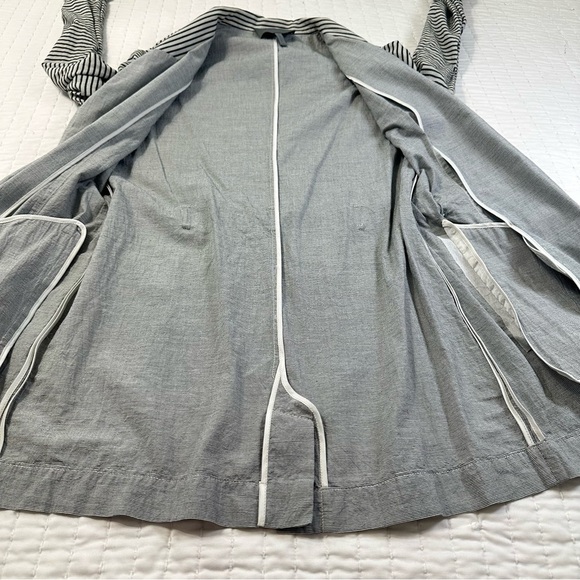 Theonne Striped Gray and Black Trench Coat Size M - Picture 6 of 10